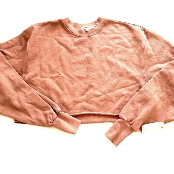 Good American Women's Sweater Sz 0 Dusty Pink Cropped & Cool Sweatshirt Pullover - Picture 2 of 6